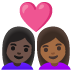 👩🏿‍❤️‍👩🏾 couple with heart: woman, woman, dark skin tone, medium-dark skin tone display on Google